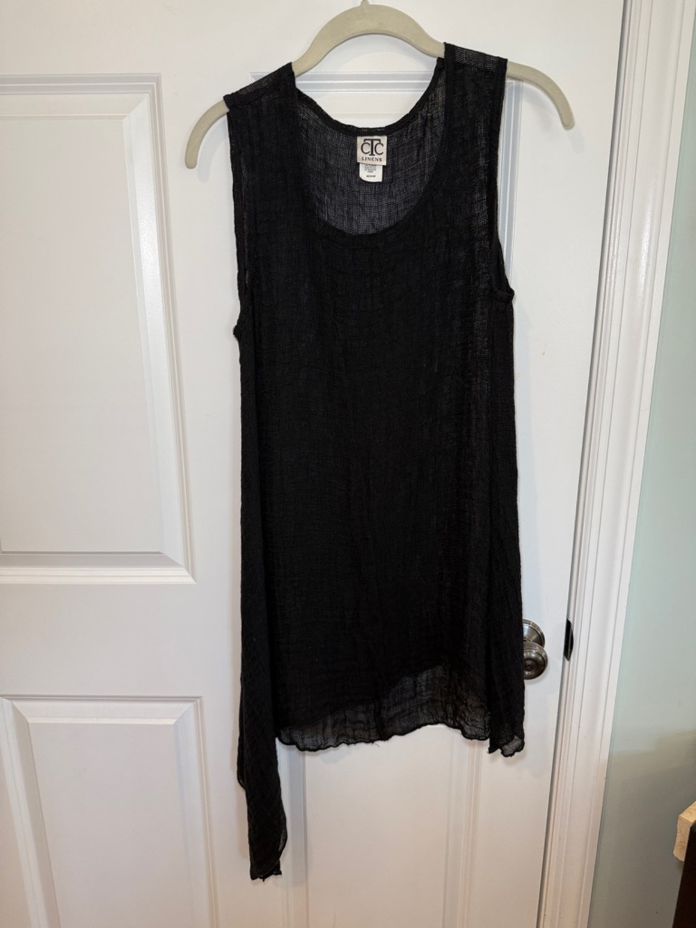 CTC Linens Black Gauze Asymmetric Tank Top